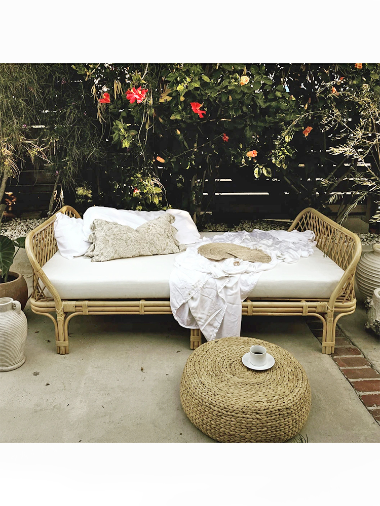 Real Rattan Kidsren's Bed B&B Hotel Single Kids Bed Ins Scandinavian Japanese Rattan Bed Rattan Chair Double Sofa Bed