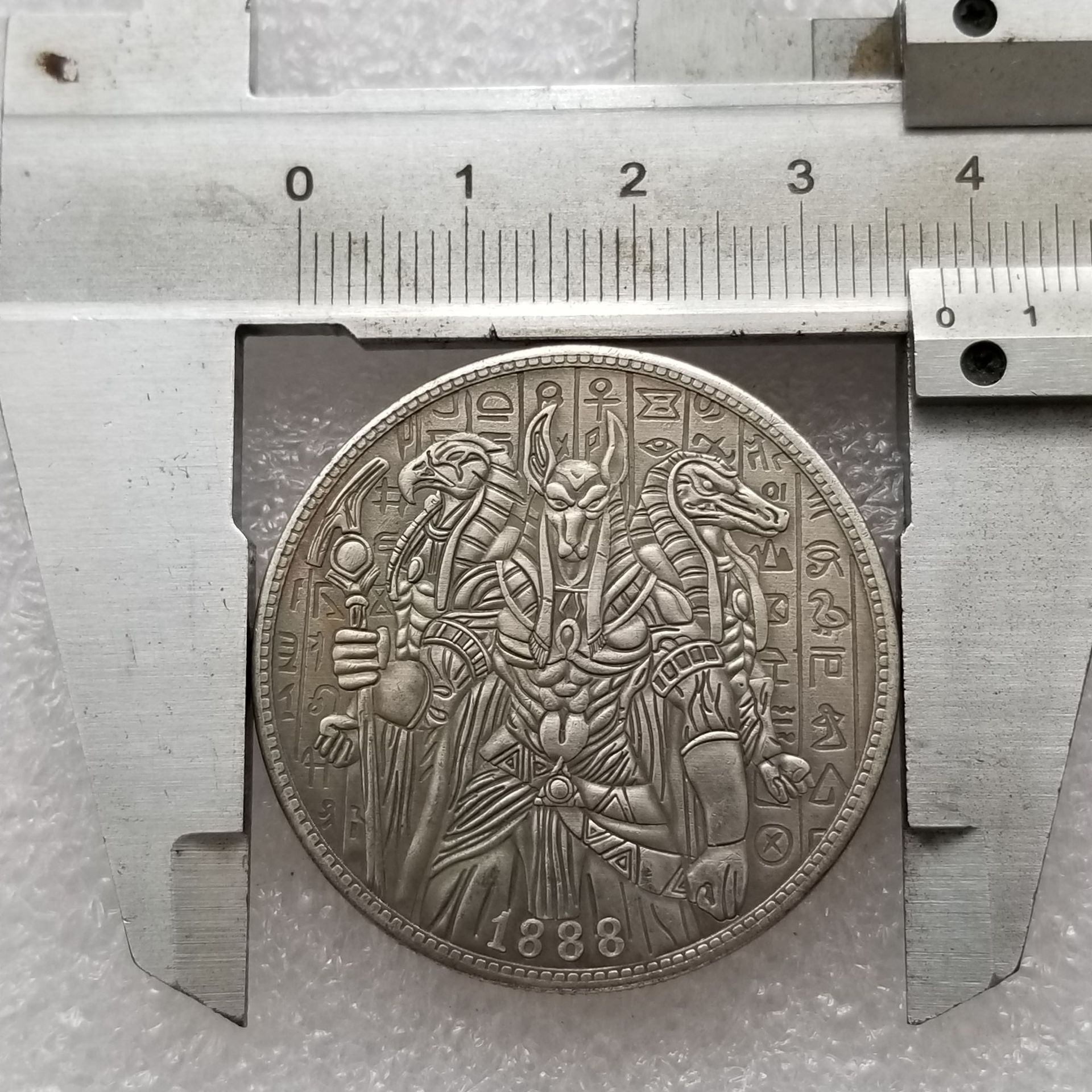 Antique Crafts 1888 Tramp Coin Brass with Silver Plating Material # 4643