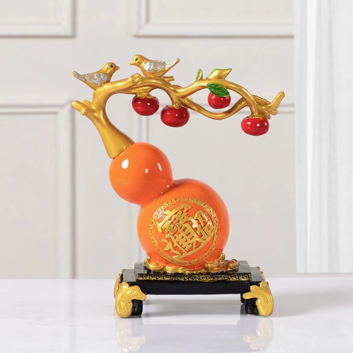 New Chinese-style Ruyi Gourd Lucrative Decorations Living Room Entrance Wine Cabinet Decorations Housewarming Home Light Luxury