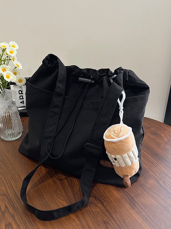 2025 New Large Capacity Bucket Bag Waterproof Nylon Drawstring Pleated Shoulder Bag Casual Easiest for Match Crossbody Bag