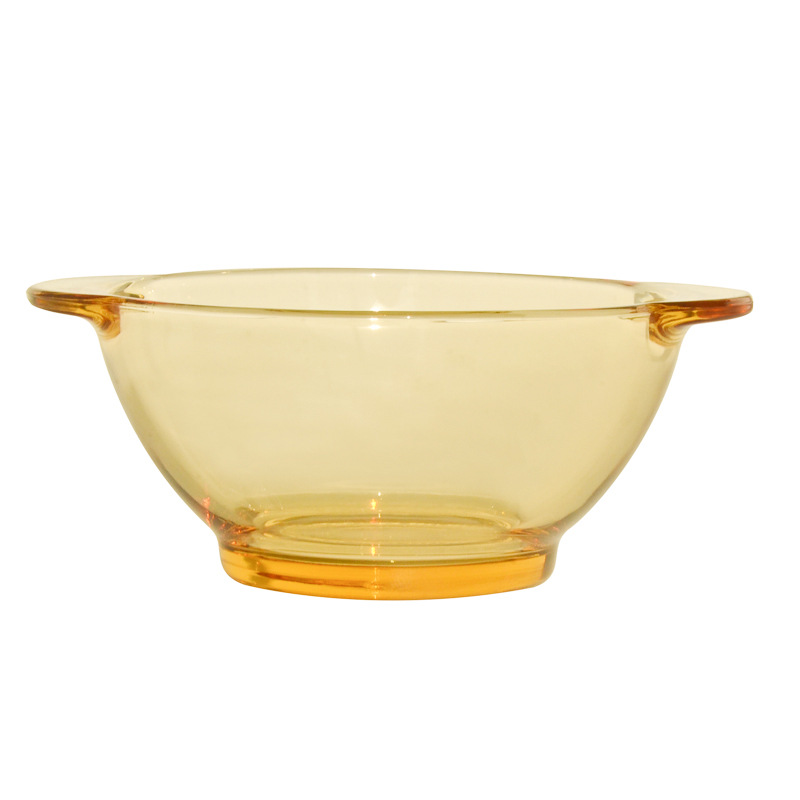 Glass Bowl Soup Bowl Home Light Luxury Tableware Double Ear Bowl High Borosilicate Amber Glass Tableware Set Wholesale