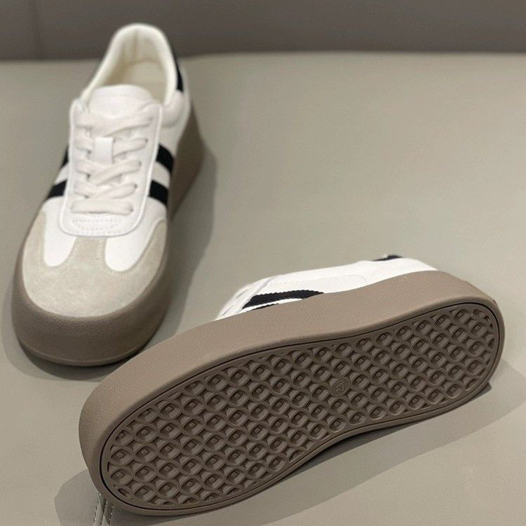 De Xun Women's Shoes 2025 New Spring Thick-Soled White Shoes Retro Casual Sports Sneakers Wholesale