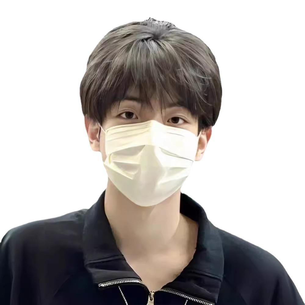 Wig Men's Full Headband Style Boy's Slightly Broken Cover Short Hair with Bangs Korean Style Idol Handsome Daily Fluffy Hair Cover