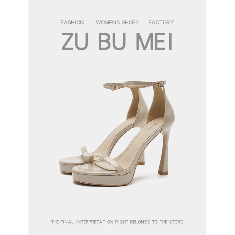 113-1 Sexy Open-Toe Round-Toe Stiletto Sandals for Women Summer 2025 New Waterproof Platform Non-Tiring High Heels