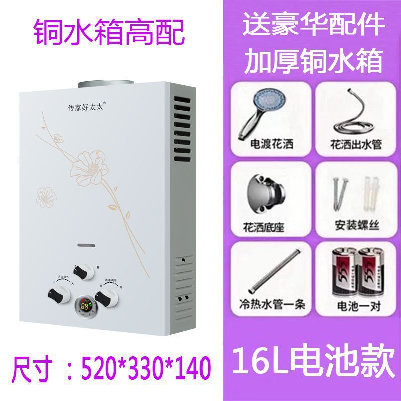 Gas Water Heater Household Battery Model Strong Exhaust Balanced Gas Natural Liquefied Gas Low Water Pressure Instant Heating Free Shipping