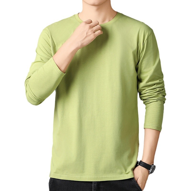 Autumn men's cross-border wholesale men's long sleeve T-shirt solid color cotton work group to build a cultural shirt a generation of hair