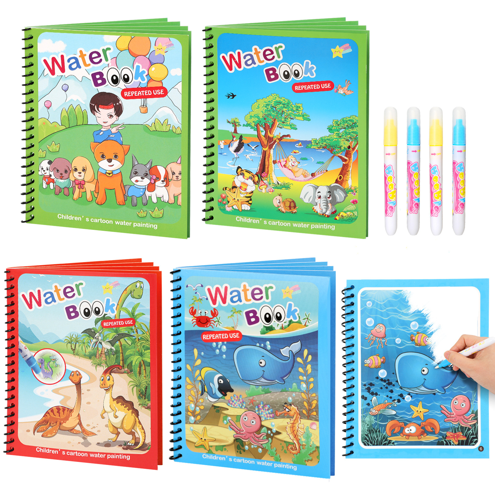Детская книга для рисования водой, магическая головоломка, книга для рисования руками, раскраска для детского сада, можно использовать многократно