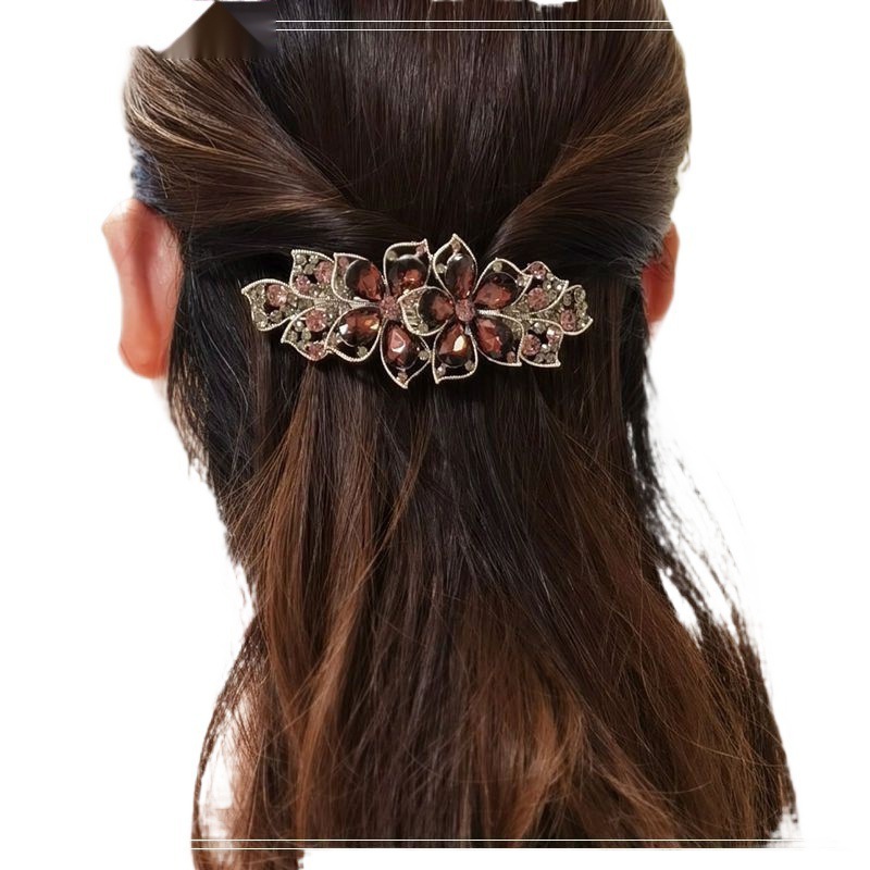 Hair Accessories Mom Rhinestone Hairpin Crystal Spring Hairpin Back of Head Top Clip Ponytail Clip Headwear