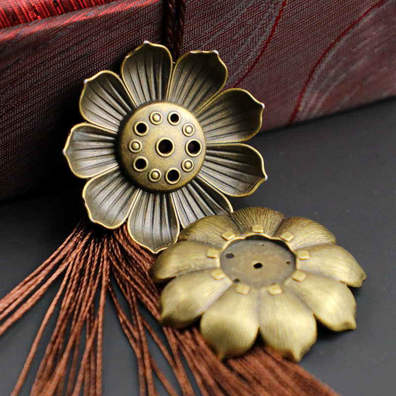 Lotus incense insert ornaments alloy lotus porous line incense base incense holder incense burner incense burner line incense accessories
