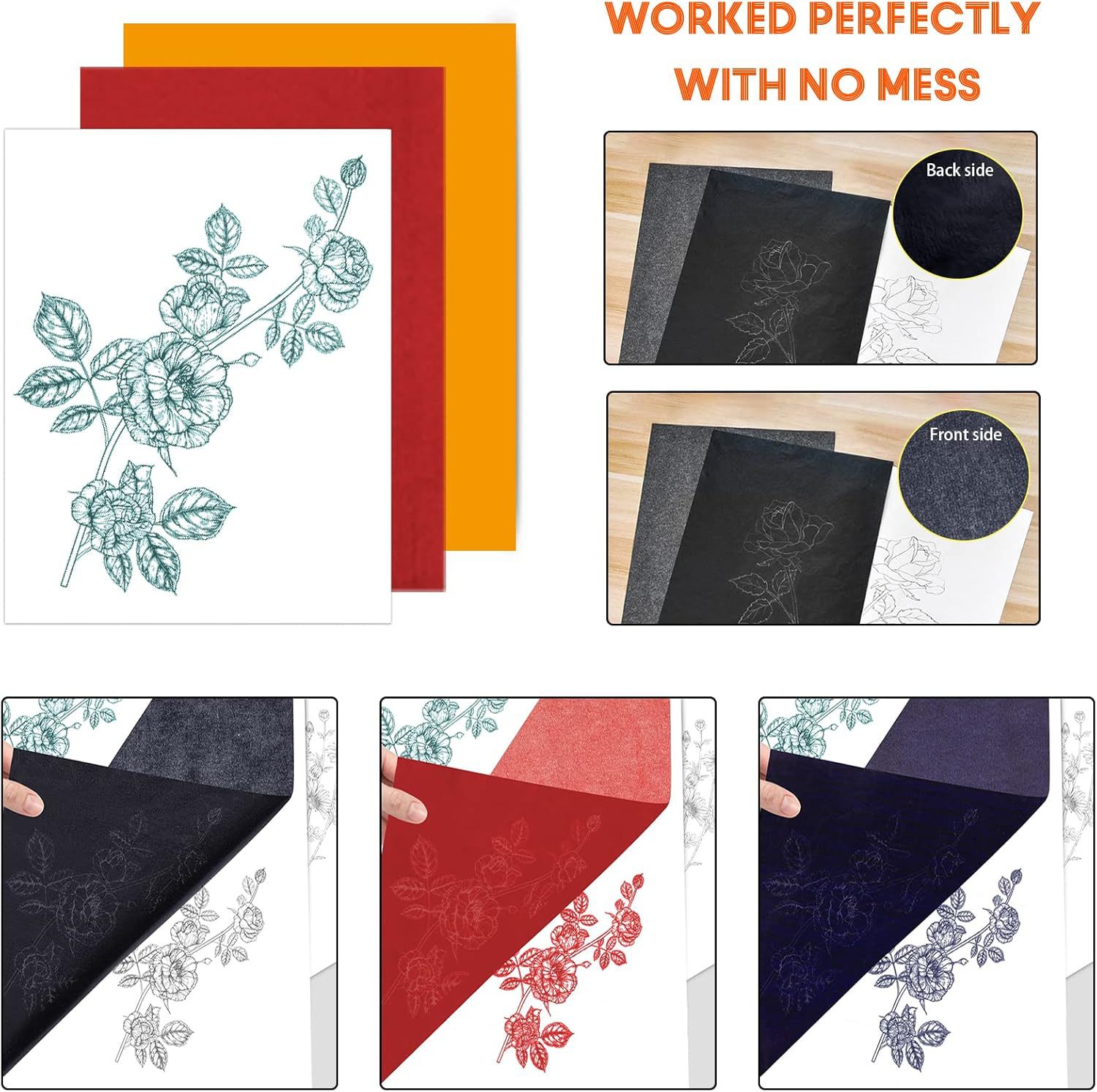 Source Manufacturer Graphite Carbon Paper A4 Single-Sided 100 Sheets of Carbon Paper Black, Blue, Red, White Tracing