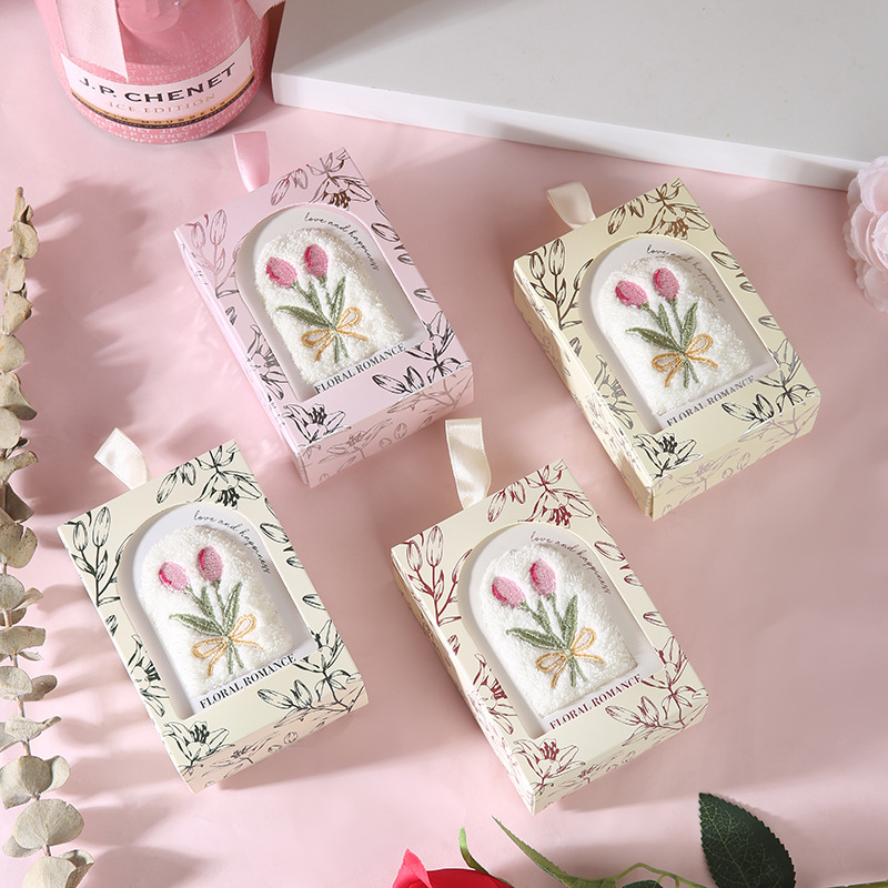 Tulip Embroidered Towel Souvenir Single Product Wedding Bridesmaid Female Practical Small Gift Children's Day Event Small Gift