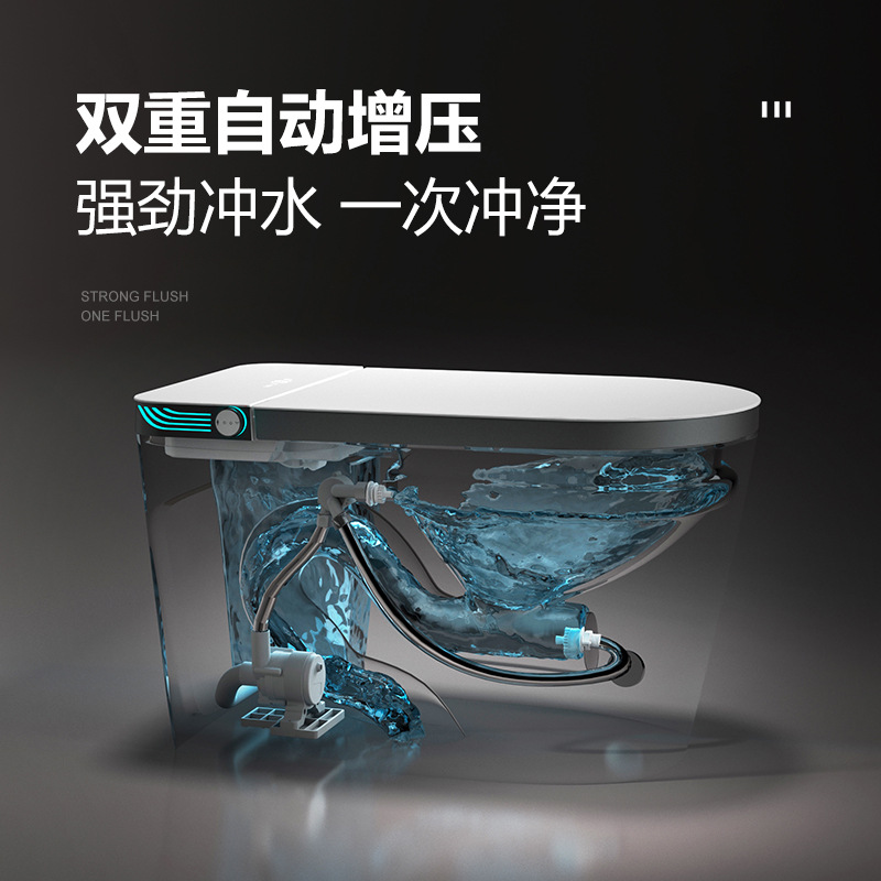 Japanese-Style Household Wide Seat Smart Toilet with Uv Sterilization, Rotating Foam Shield, Intelligent Toilet with Ai Voice Control