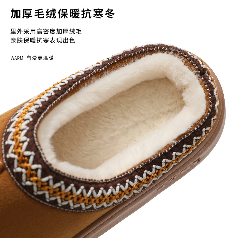 Cross-Border New Autumn and Winter Pure Color Lace Fashion Cotton Slippers for Women Wholesale Eva Thick-Soled Indoor Warm Slippers Winter