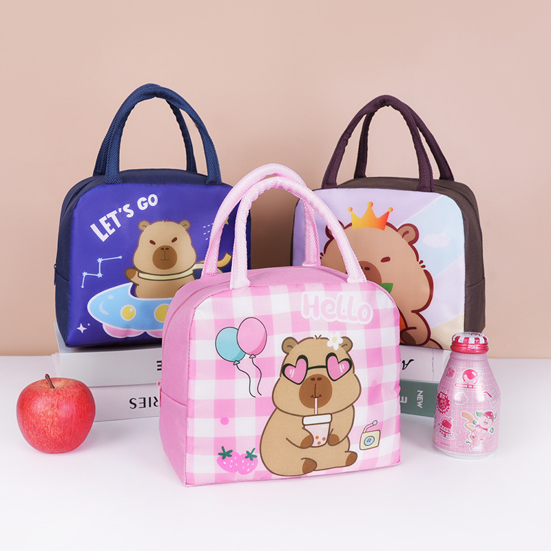 Новая забавная сумка для обеда с мультяшным дизайном капибары для офисных работников, портативная сумка для обеда для детей