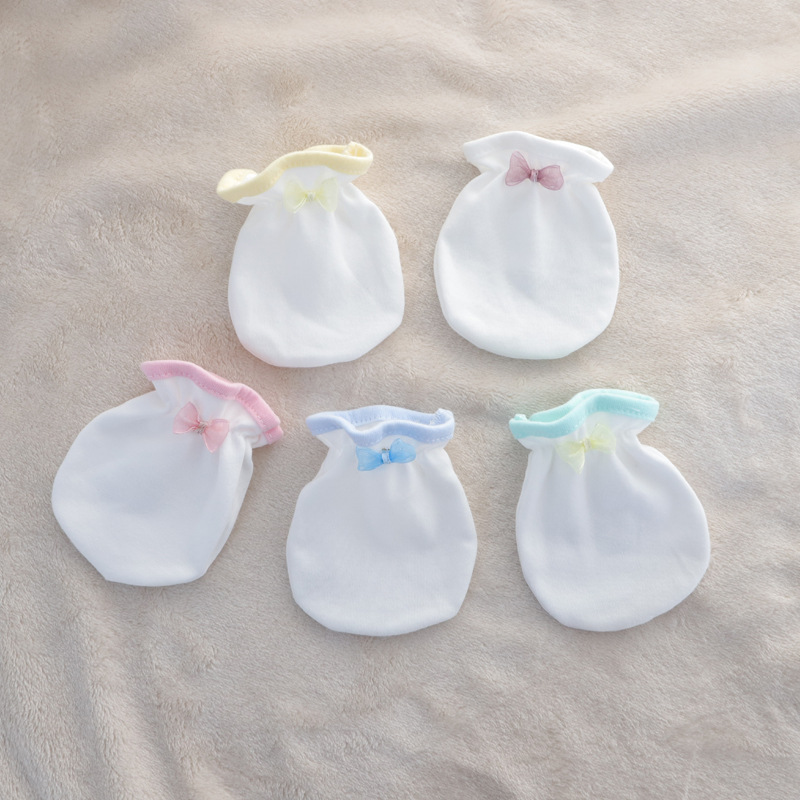 Baby Anti-scratch Cotton Gloves Baby Hanging Gloves Newborn Gloves Autumn and Winter New Bow Gloves
