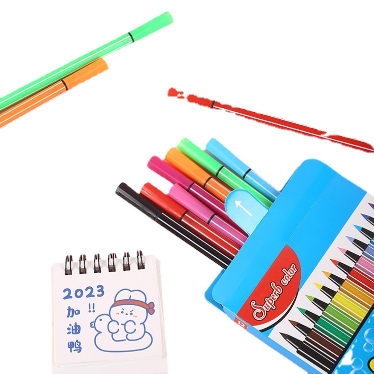 Factory sales color box 12 color watercolor pen wholesale children art graffiti painting color pen paint brush