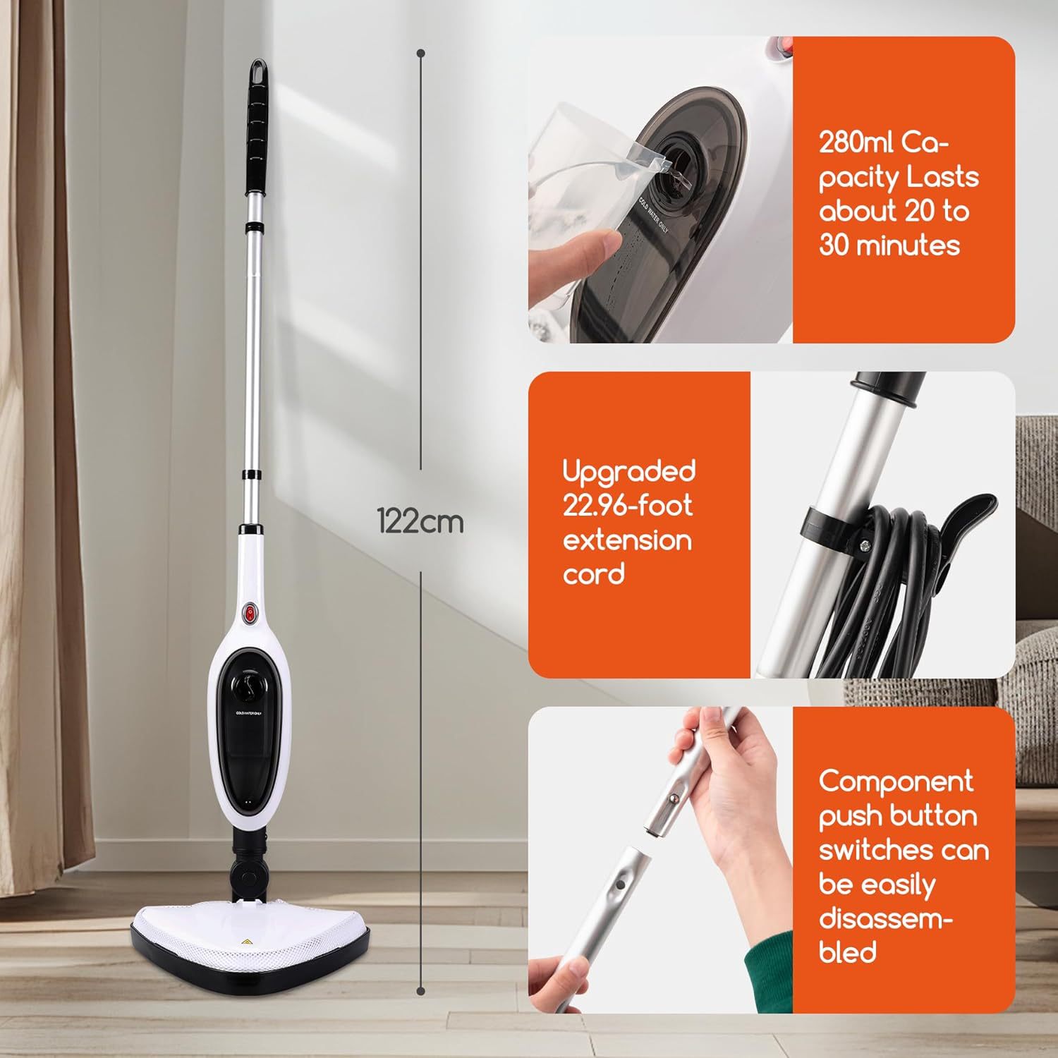 New steam mop high temperature decontamination steam mop mop mop machine water spray deep cleaning electric steam mop