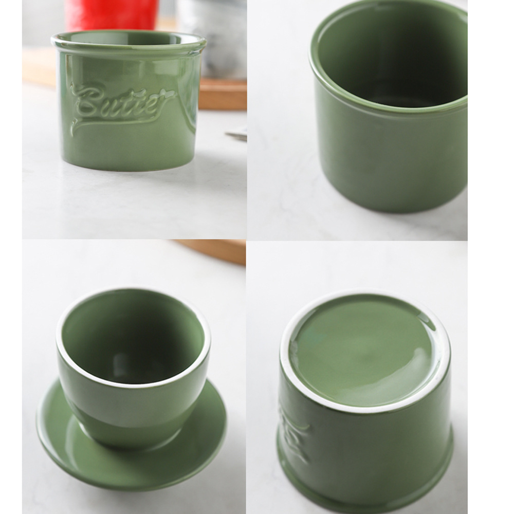 Cross-border Ceramic Butter Pot Foreign Trade Butter Tank Water Sealed Cheese Sealed Tank with Lid Creative Western-style Butter Box