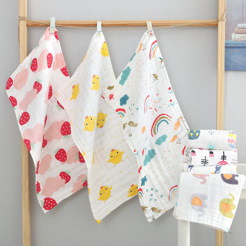 Маленькое квадратное шестислойное полотенце из чистого хлопка для младенцев, мягкое, высокоплотное, для новорожденных