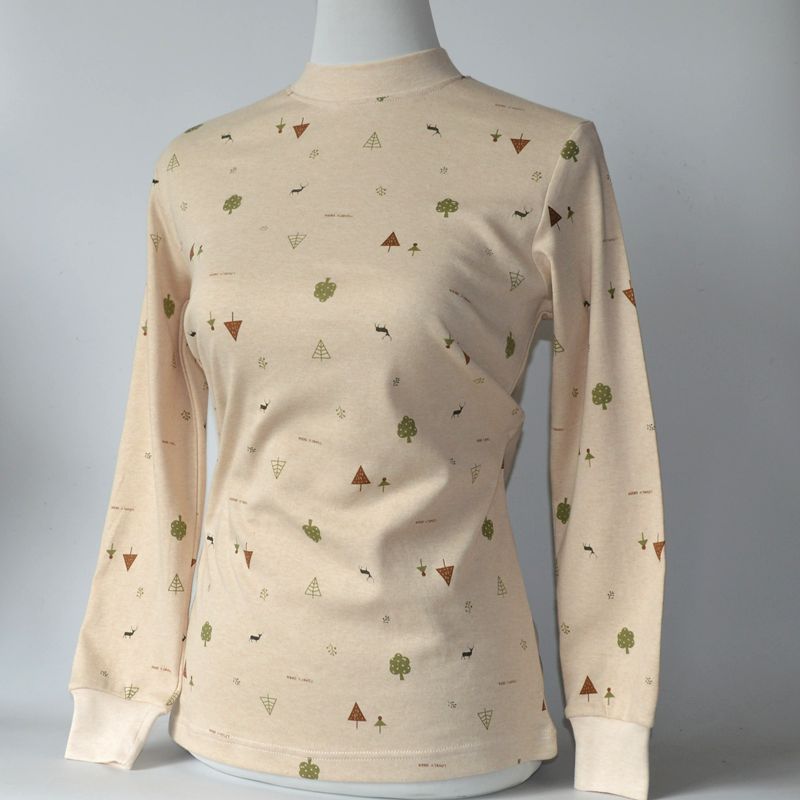 Free Shipping Women's Cotton Semi-high Collar Cotton Sweater Top for Middle-aged and Elderly Plus Large Size Cotton Underwear Single Autumn Clothes