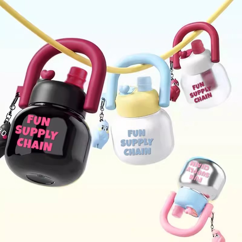 Summer Popular High-Looking Girls' Big Belly Straw Cup Large Capacity Portable Trendy Double-Drink Plastic Cute Water Cup