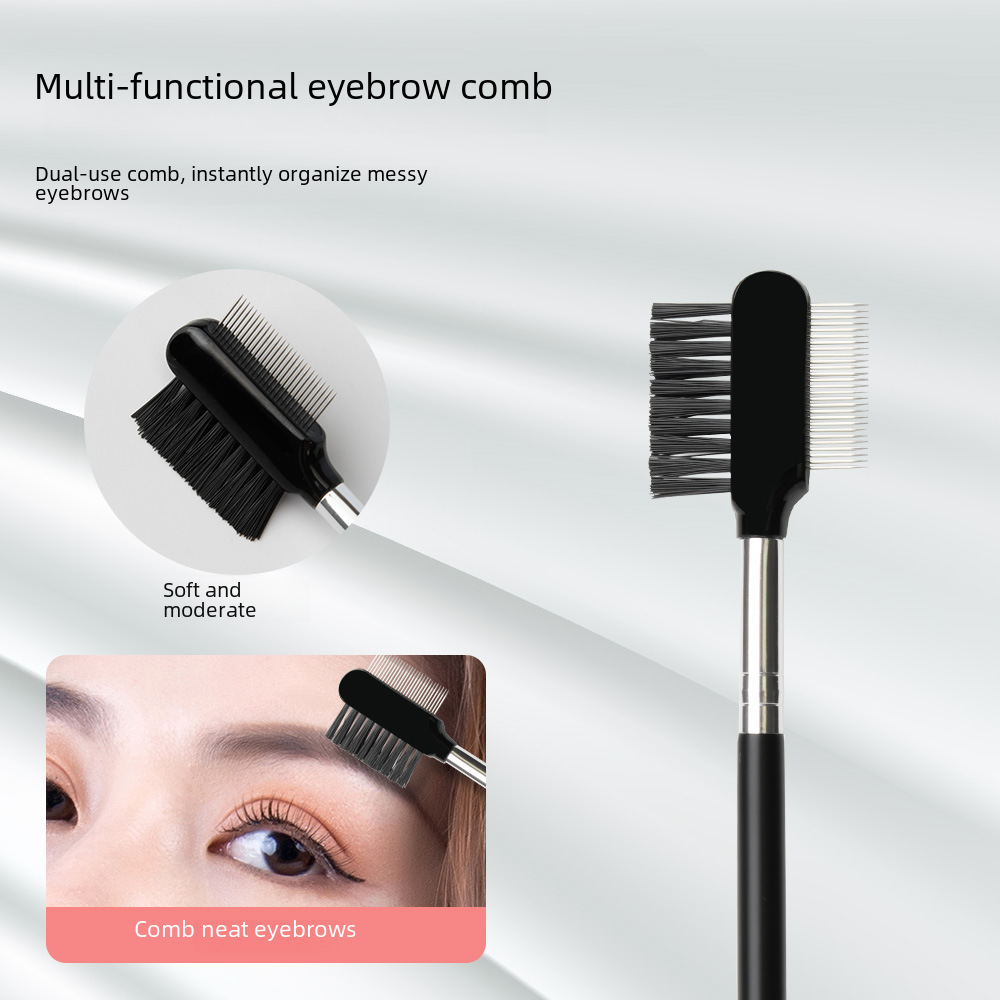 Stainless Steel Double-headed Brush Mascara Brush Comb Brush Steel Needle Carding to Fly Leg Small Partial Segmented Mascara Brush