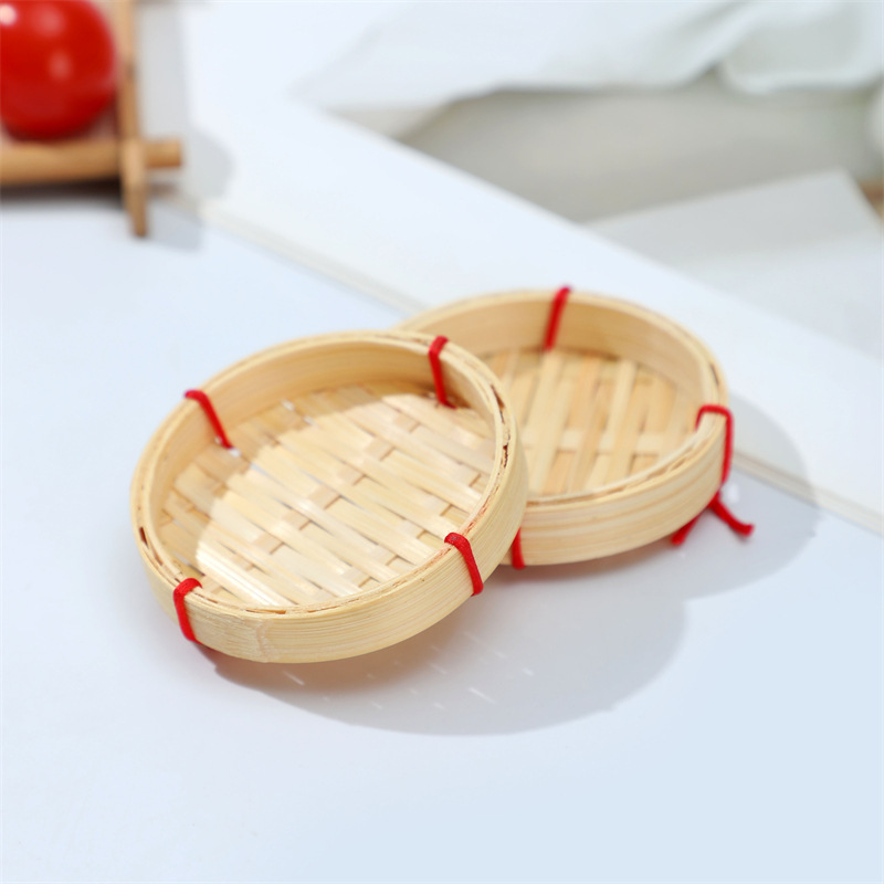 Bamboo Woven Mini Small Dustpan Hand Woven Bamboo Basket Decoration Coin Size Bamboo Dustpan Photography Props Bamboo Plaque Hanging Decoration