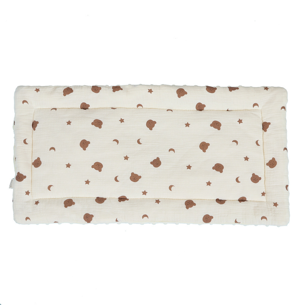 New Baby Stroller Mat Cotton Gauze Double-Sided Soft Bean Velvet Quilted Car Mat Baby Outing Cushion Wholesale
