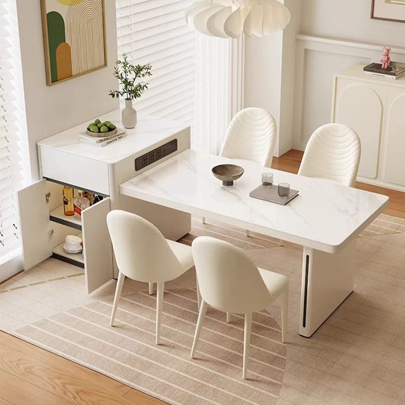 Островной стол с интегрированным обеденным столом, выдвижная сланцевая поверхность, подходит для малых квартир