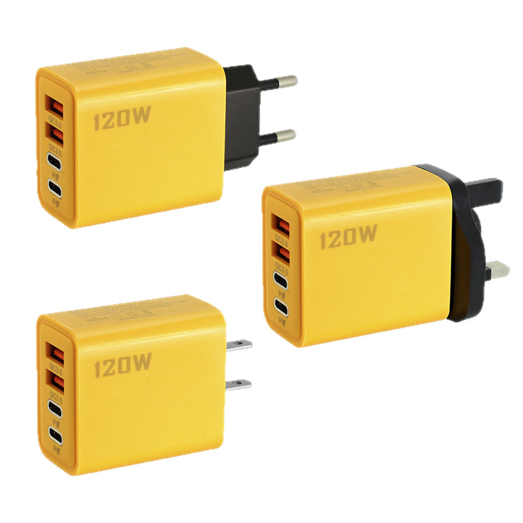 120W Dual Pd+ Dual USB Charger Suitable for Apple 15 Huawei Mobile Phone Dual Typec Smart Fast Charging Charging Head