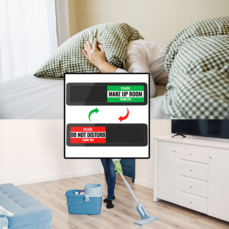 Room Service Sign, Room and Meeting Room Status Sliding Notice Board, Do Not Disturb Door Sign, Immediate Cleaning, Light Luxury