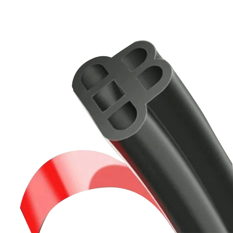 Sound Insulation Sealing Strip Five-hole Full Door Side Rubber Strip Door Seam Anti-dust and Noise Reduction Self-adhesive Silent Sealing Strip for Vehicles