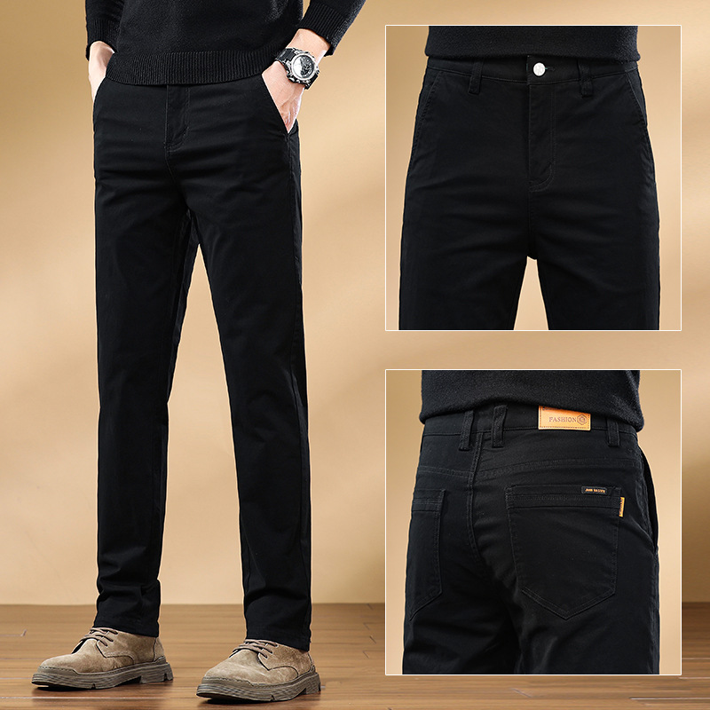 Men's Casual Straight-Leg Versatile Simple Pants Fashion High-End Business Men's Trousers Factory Processed