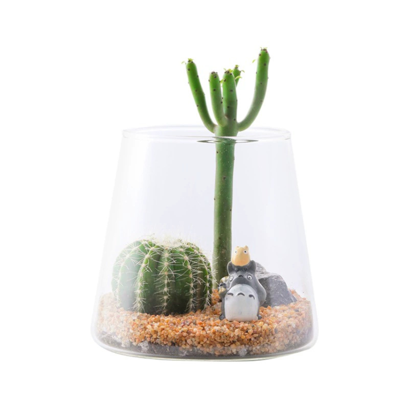 Glass Small Vase Office Micro Landscape Ornaments Volcano Bottle Ecological Bottle Advanced Sense Decorative Hydroponic Plant Bottle