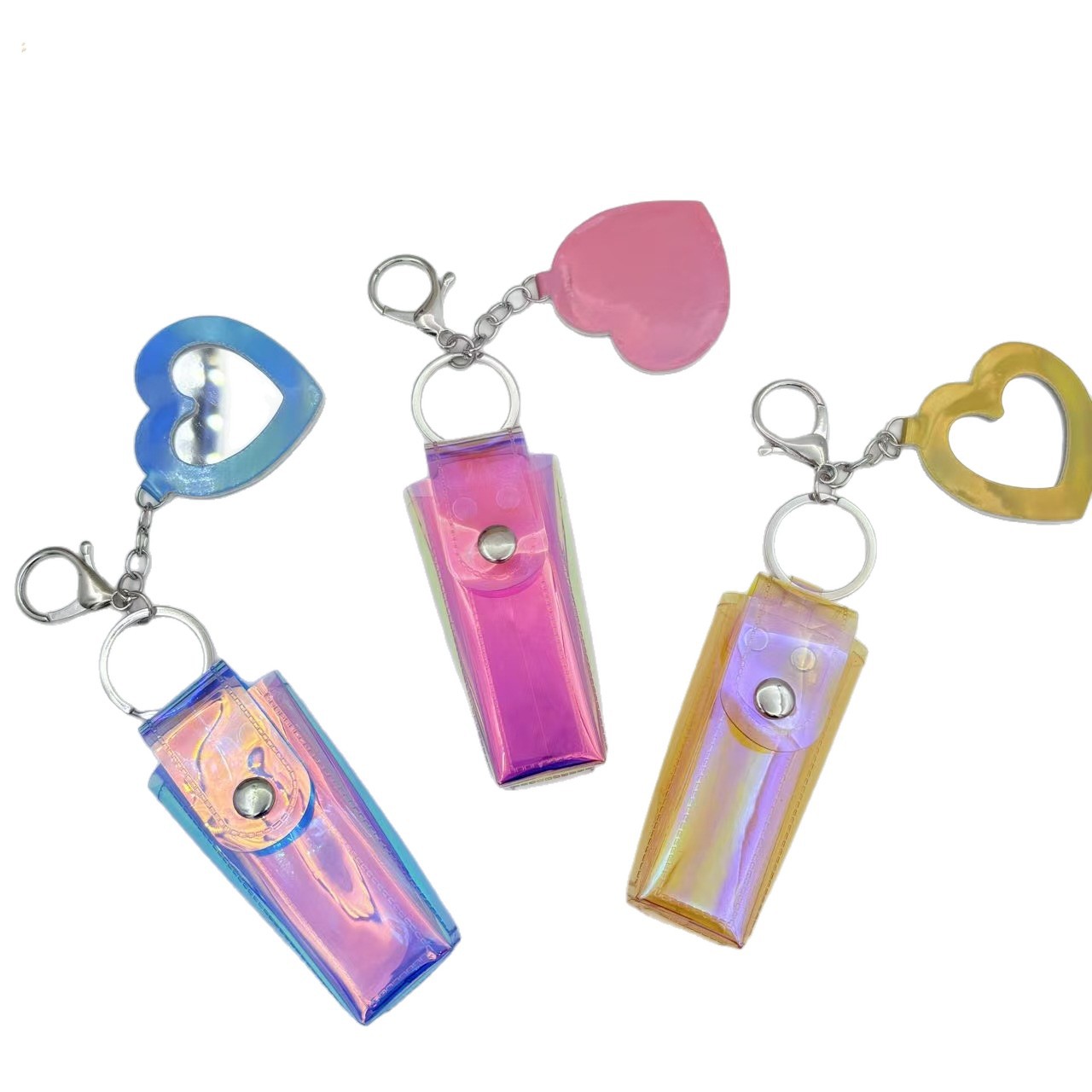 Cute Little Peach Heart Keychain Pvc Leather Heart Lipstick Storage Key Bag Bag Pendant Cross-Border Dropshipping Creative