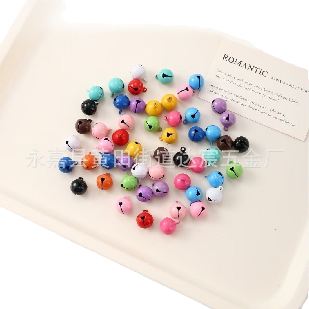 14mm Candy Color Painted Small Bell Metal Iron Pet Cat and Dog Bell Keychain DIY Jewelry Pendant Accessories