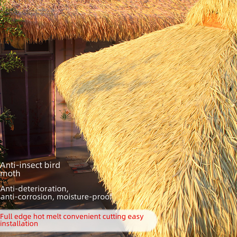 Outdoor Fine Fiber Simulated Thatch Roof Tiles New Style Fine Grass Simulated Straw Roof Flame-Retardant Thatch Eaves Hanging Decoration