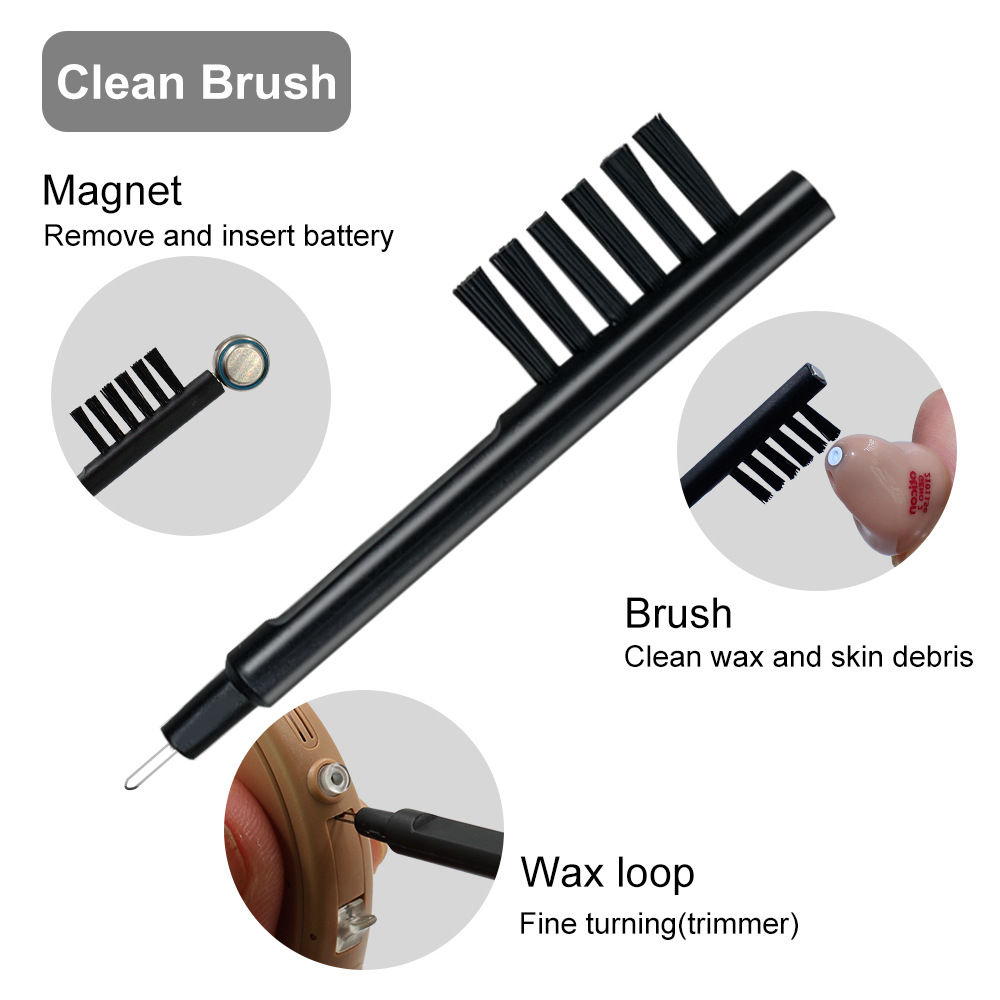 Hearing Aid Accessories U-Shaped Cleaning and Maintenance Brush to Adjust the Sound Size with Magnet Hearing Aid Brush