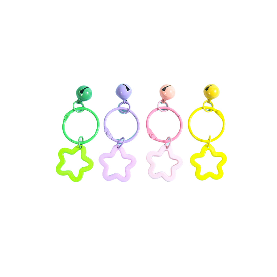 Colorful Acrylic Cut Out Five-Pointed Star Bell Keychain Jewelry Pendant Dopamine Student Pendant Bag Gift