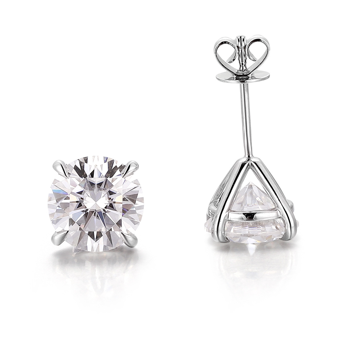 Classic Four-Claw Diamond Earrings S925 Silver Fashion Simple Cross-Border Earrings Round 5mm Cultured Diamond Earrings for Women