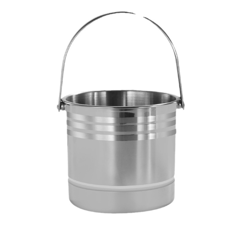 Stainless Steel Ice Bucket Red Wine Champagne Bucket Bar KTV Portable Beer Ice Bucket Outdoor Portable Small Bucket Rice Bucket