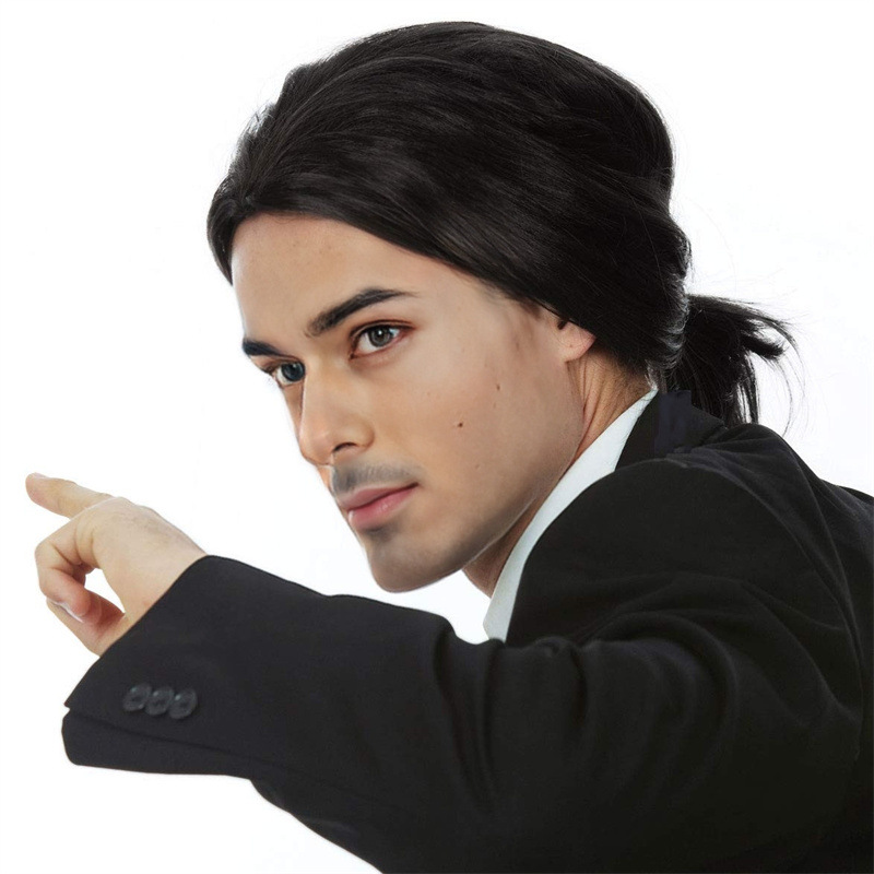 AliExpress Wig Men's Mid Short Straight Hair cosplay Vincent Vega Stage Performance Props Hairstyle