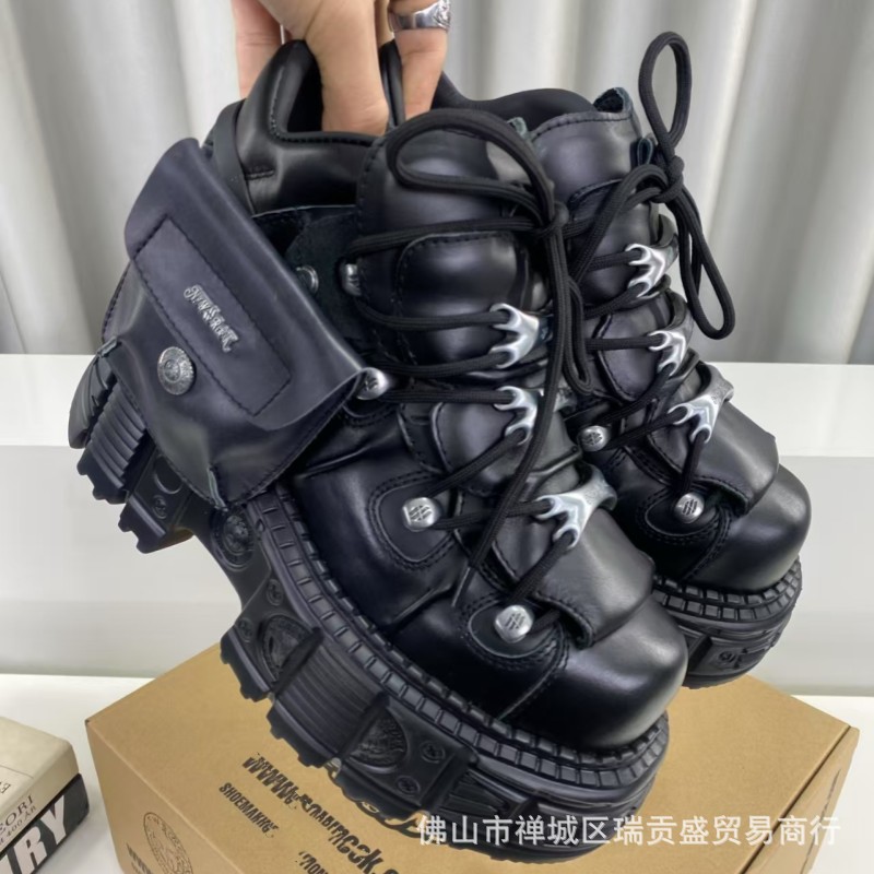 Cross-border Retro Height Increasing Lovers Shoes Spain New Trendy Men's Platform Casual Punk Rock Shoes for Foreign Trade