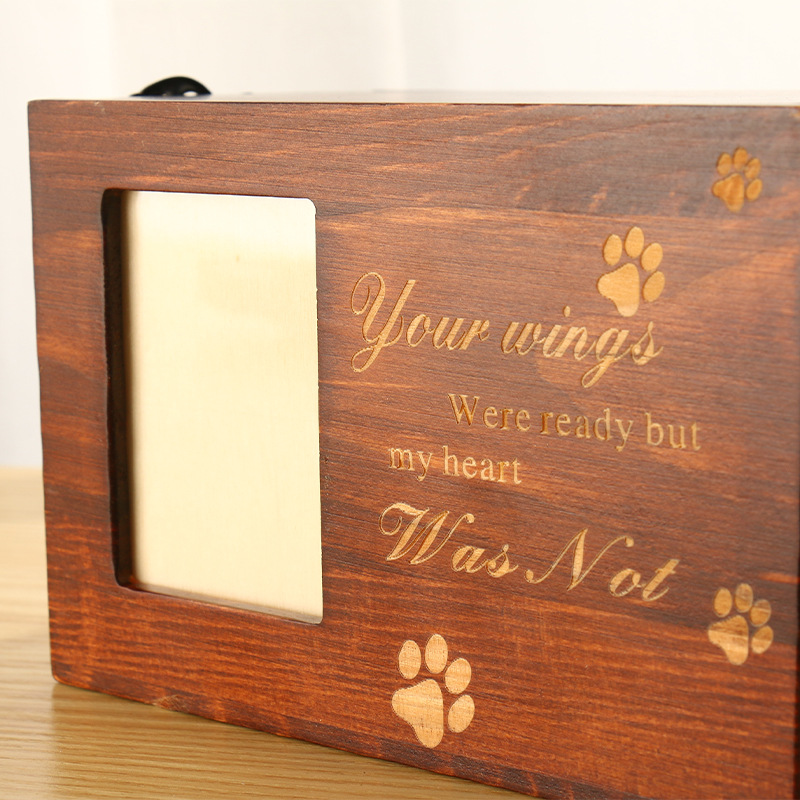 Solid Wood Pet Urn, Funeral Cat and Dog Memorial Box with Photo Frame, Cat and Dog Coffin, Wooden Pet Urn for Puppies