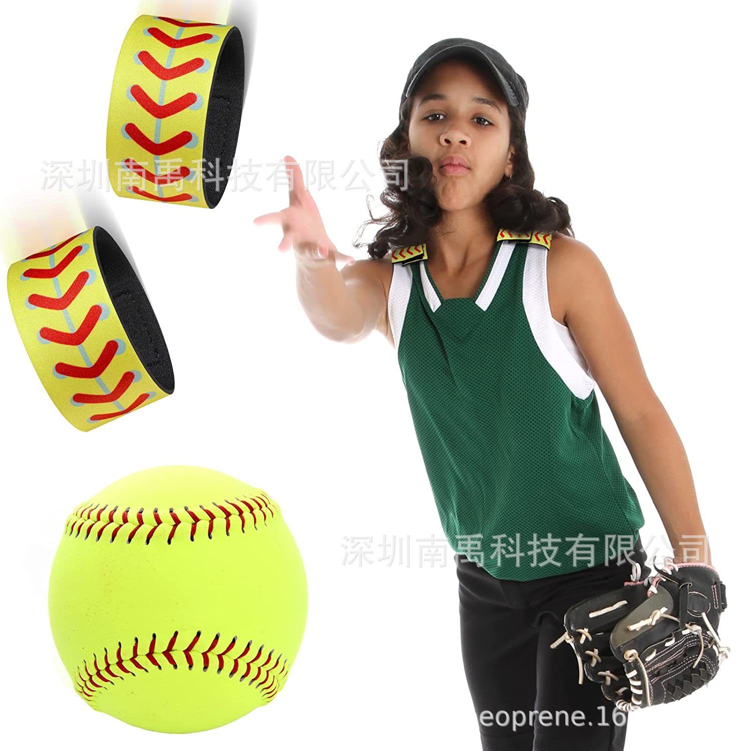 Amazon Hot Softball Sports Strap wristband Yellow Baseball Micro-bullet Skin-friendly T-shirt Cuff Strap