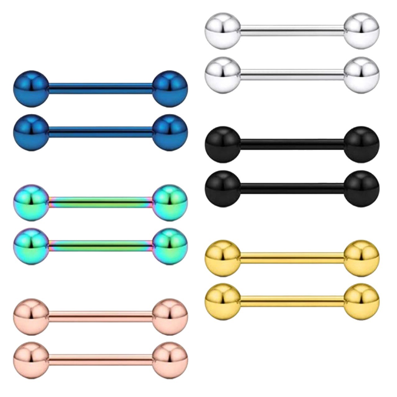 Cross-border Stainless Steel Double-headed Ball Tongue Nail Straight Barbell Ear Bone Nail Breast Nail Ear Bridge Earrings Human Body Piercing Jewelry