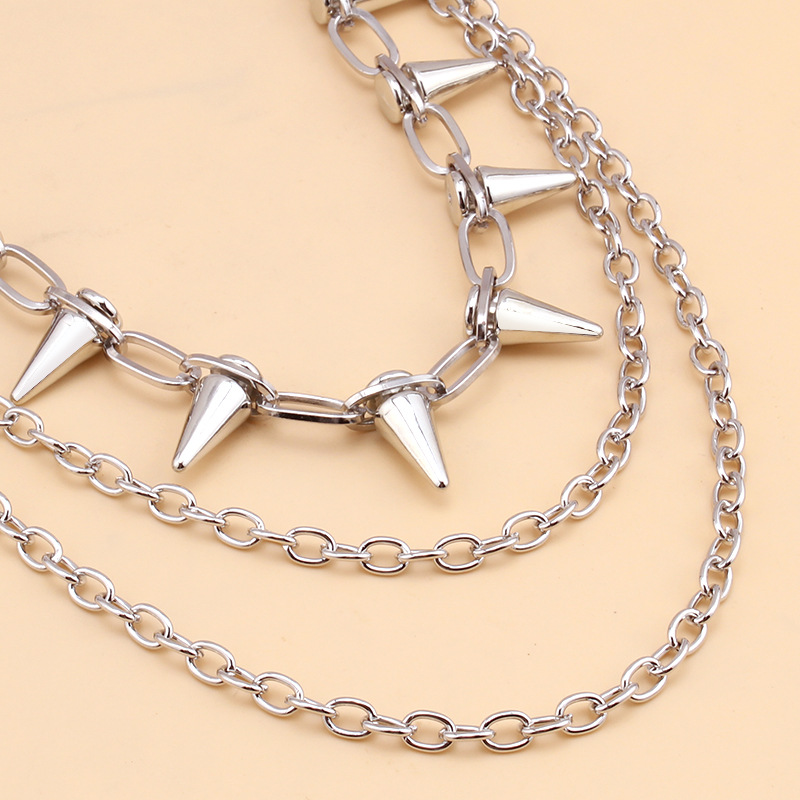 European and American Cross-Border Jewelry Hip-Hop Punk Metal Rivets Stage Performance Multi-Layer Waist Chain Dress up Jeans Accessories