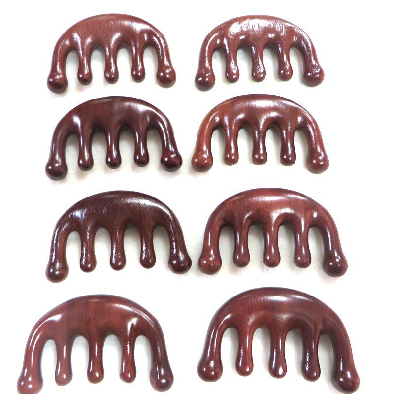 Five-tooth Wooden Comb Sandalwood Five-tooth Massage Comb Head Meridian Comb Women's Anti-static Head Therapy Wide-tooth Massage Headskin Comb
