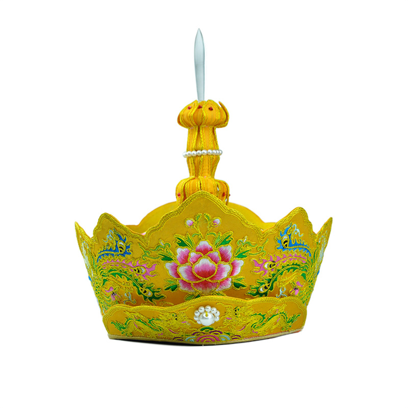 Handmade Gold-Plated Five-Buddha Hat, Vairocana Hat, Complete Set of Monk Hats, Four Colors Available, Traditional Craftsmanship, Comfortable to Wear