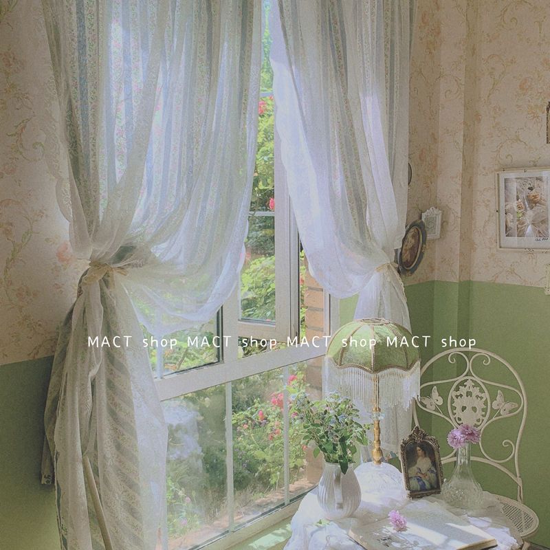 Handmade Curtains, Door Curtains, Lace Sheer Curtains, Double-Layered, Mori Girl Style, American Country Style, French Floral, Vintage, Cross-Border Trade